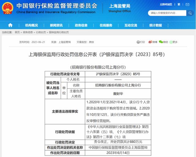 招商银行内控踩雷再收千万罚单 业绩掉队且地产风险持续暴露