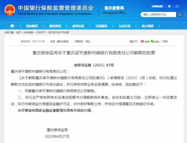 这家银行获批解散！已全部清零