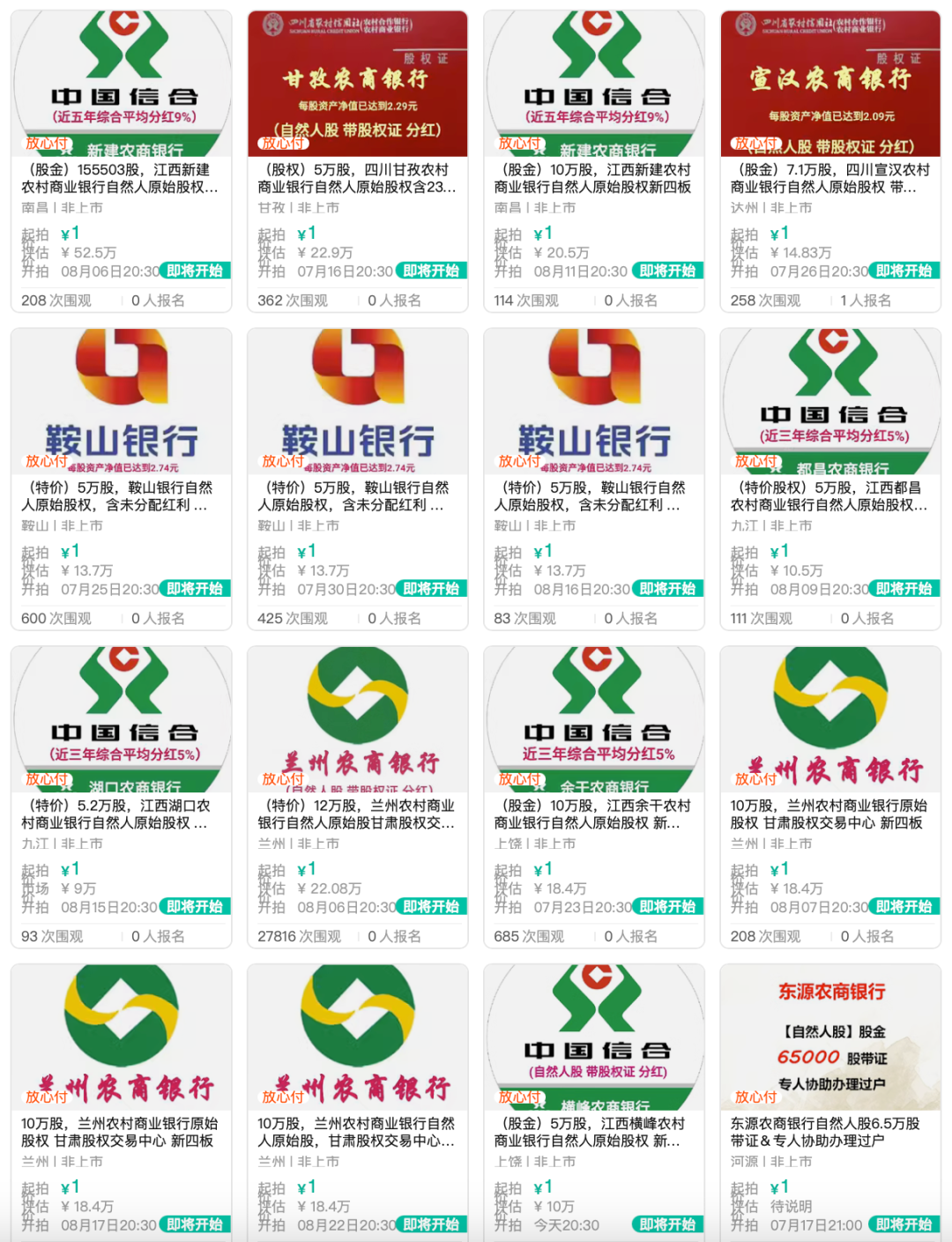 多家银行股权1元起拍！什么情况？