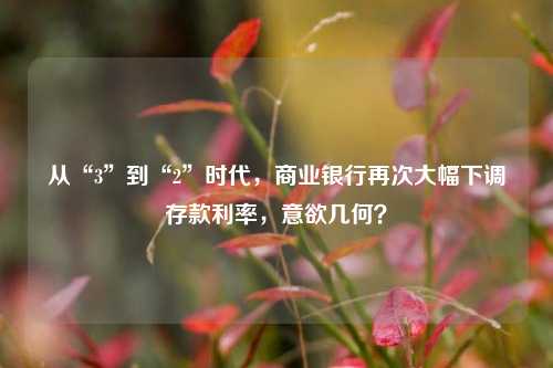从“3”到“2”时代，商业银行再次大幅下调存款利率，意欲几何？