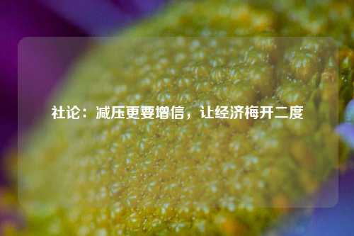社论：减压更要增信，让经济梅开二度