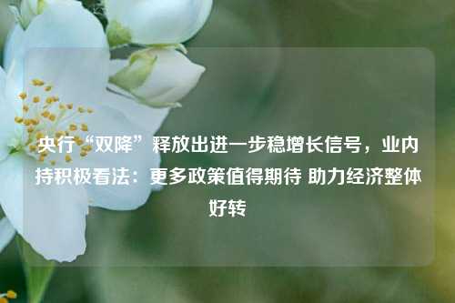 央行“双降”释放出进一步稳增长信号，业内持积极看法：更多政策值得期待 助力经济整体好转