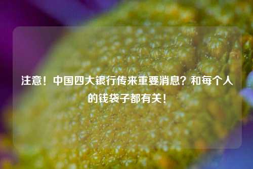 注意！中国四大银行传来重要消息？和每个人的钱袋子都有关！