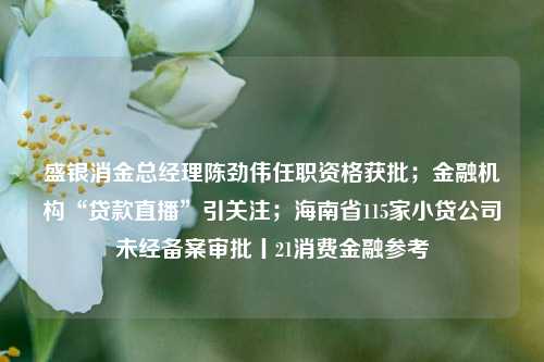 盛银消金总经理陈劲伟任职资格获批；金融机构“贷款直播”引关注；海南省115家小贷公司未经备案审批丨21消费金融参考