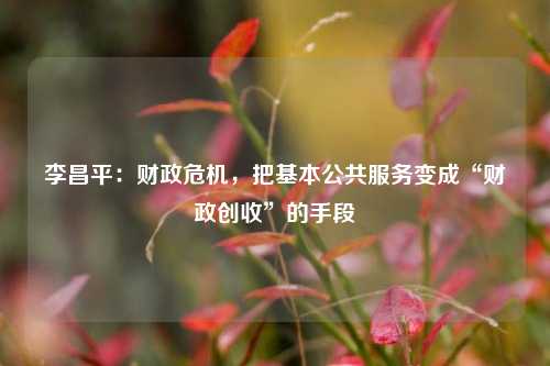 李昌平：财政危机，把基本公共服务变成“财政创收”的手段