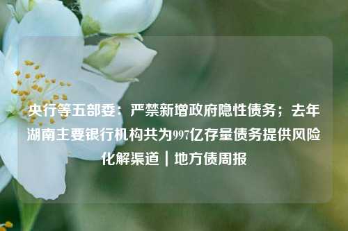 央行等五部委：严禁新增政府隐性债务；去年湖南主要银行机构共为997亿存量债务提供风险化解渠道｜地方债周报
