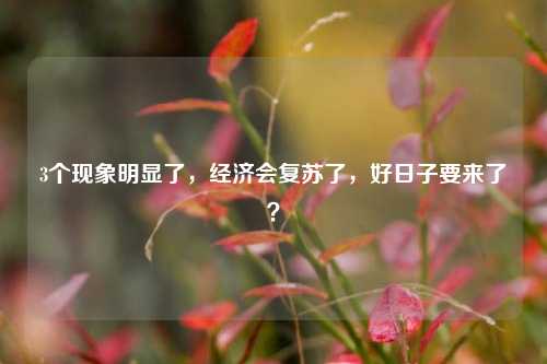 3个现象明显了，经济会复苏了，好日子要来了？