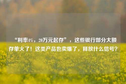 “利率4%，20万元起存”，这些银行部分大额存单火了！这类产品也卖爆了，释放什么信号？