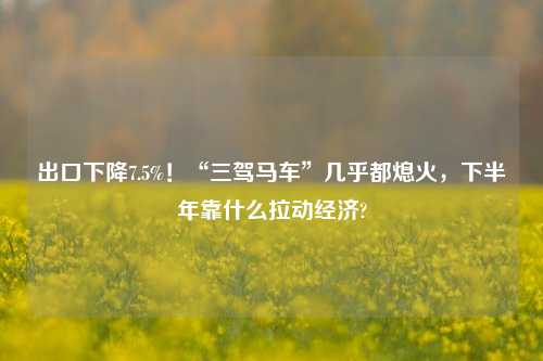 出口下降7.5%！“三驾马车”几乎都熄火，下半年靠什么拉动经济?