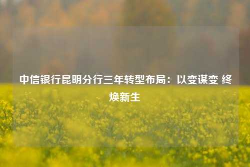 中信银行昆明分行三年转型布局：以变谋变 终焕新生