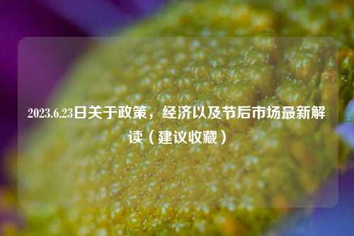 2023.6.23日关于政策，经济以及节后市场最新解读（建议收藏）