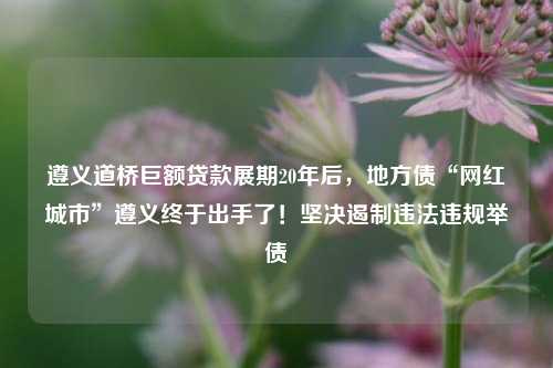 遵义道桥巨额贷款展期20年后，地方债“网红城市”遵义终于出手了！坚决遏制违法违规举债