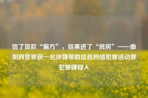 信了贷款“偏方”，结果进了“班房”——曲阳网警抓获一名涉嫌帮助信息网络犯罪活动罪犯罪嫌疑人