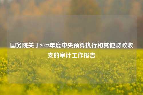 国务院关于2022年度中央预算执行和其他财政收支的审计工作报告