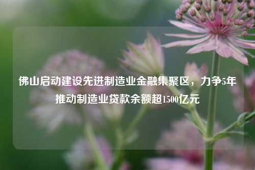 佛山启动建设先进制造业金融集聚区，力争5年推动制造业贷款余额超1500亿元