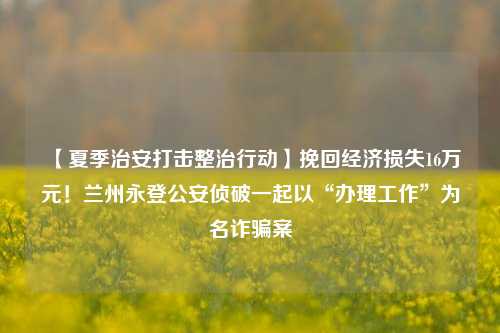 【夏季治安打击整治行动】挽回经济损失16万元！兰州永登公安侦破一起以“办理工作”为名诈骗案