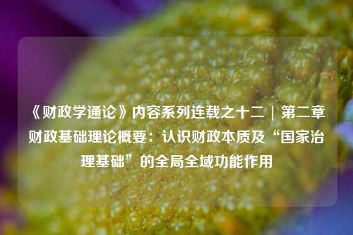 《财政学通论》内容系列连载之十二 | 第二章 财政基础理论概要：认识财政本质及“国家治理基础”的全局全域功能作用