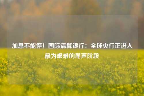 加息不能停！国际清算银行：全球央行正进入最为艰难的尾声阶段