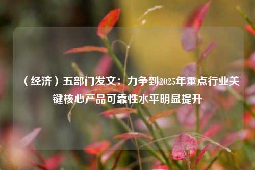 （经济）五部门发文：力争到2025年重点行业关键核心产品可靠性水平明显提升