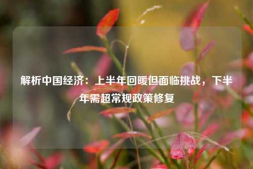 解析中国经济：上半年回暖但面临挑战，下半年需超常规政策修复