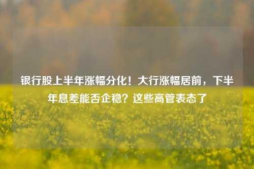 银行股上半年涨幅分化！大行涨幅居前，下半年息差能否企稳？这些高管表态了