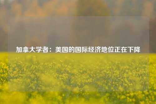 加拿大学者：美国的国际经济地位正在下降 经济 国际经济 行业新闻 第1张
