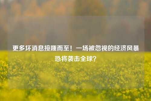 更多坏消息接踵而至！一场被忽视的经济风暴恐将袭击全球？