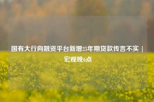 国有大行向融资平台新增25年期贷款传言不实 | 宏观晚6点