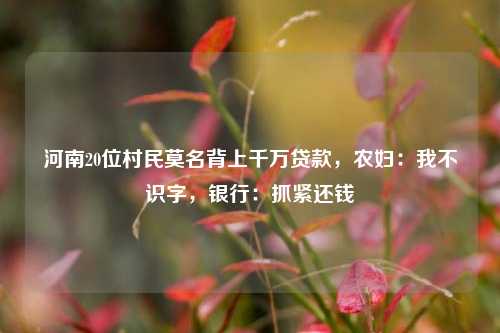 河南20位村民莫名背上千万贷款，农妇：我不识字，银行：抓紧还钱