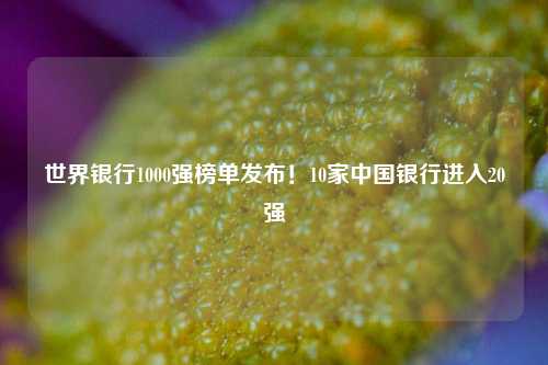 世界银行1000强榜单发布！10家中国银行进入20强