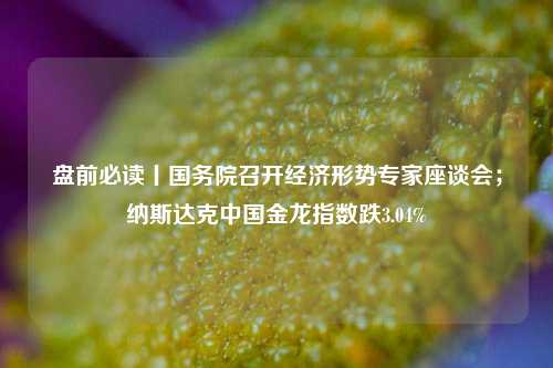 盘前必读丨国务院召开经济形势专家座谈会；纳斯达克中国金龙指数跌3.04%