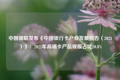 中国银联发布《中国银行卡产业发展报告（2023）》：2022年高端卡产品规模占比20.8%