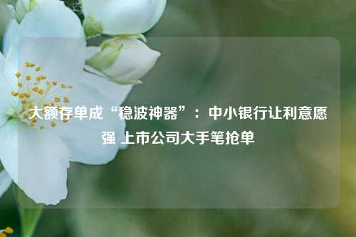 大额存单成“稳波神器”：中小银行让利意愿强 上市公司大手笔抢单