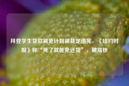 拜登学生贷款减免计划被裁定违宪，《纽约时报》称“死了就能免还贷”，被骂惨