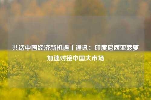 共话中国经济新机遇丨通讯：印度尼西亚菠萝加速对接中国大市场