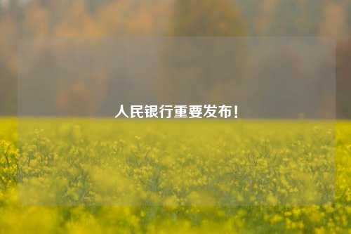 人民银行重要发布！