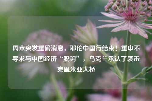 周末突发重磅消息，耶伦中国行结束！重申不寻求与中国经济“脱钩”，乌克兰承认了袭击克里米亚大桥