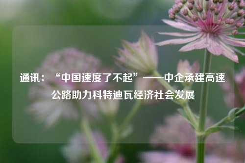 通讯：“中国速度了不起”——中企承建高速公路助力科特迪瓦经济社会发展