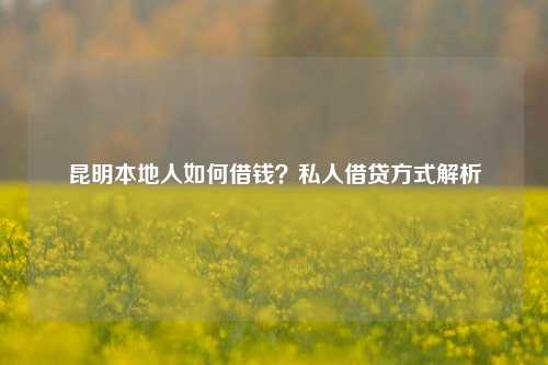 昆明本地人如何借钱？私人借贷方式解析 银行 抵押贷款 私借空放 第1张