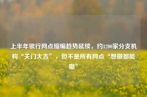 上半年银行网点缩编趋势延续，约1200家分支机构“关门大吉”，但不是所有网点“想撤都能撤”