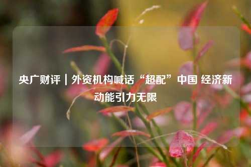 央广财评｜外资机构喊话“超配”中国 经济新动能引力无限