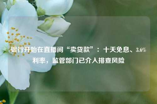 银行开始在直播间“卖贷款”：十天免息、3.6%利率，监管部门已介入排查风险