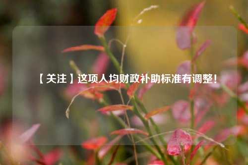 【关注】这项人均财政补助标准有调整！