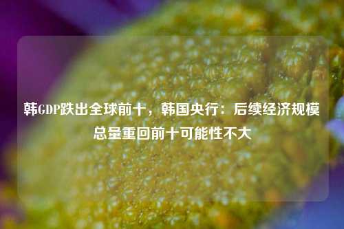 韩GDP跌出全球前十，韩国央行：后续经济规模总量重回前十可能性不大