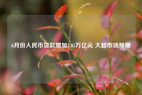 6月份人民币贷款增加3.05万亿元 大超市场预期