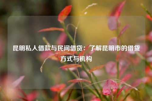 昆明私人借款与民间借贷：了解昆明市的借贷方式与机构