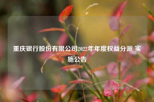 重庆银行股份有限公司2022年年度权益分派 实施公告