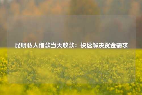 昆明私人借款当天放款：快速解决资金需求