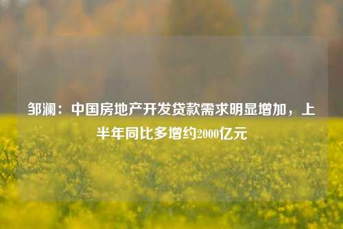 邹澜：中国房地产开发贷款需求明显增加，上半年同比多增约2000亿元