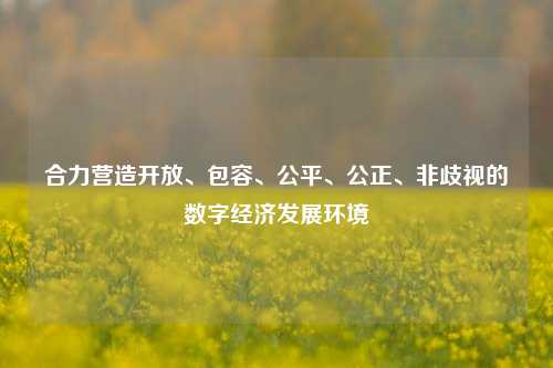 合力营造开放、包容、公平、公正、非歧视的数字经济发展环境